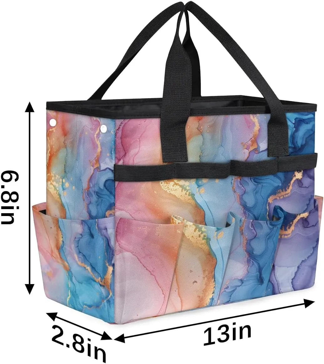 Garden Tool Bag Beautiful Marble Design Garden Tote Bag with Pockets Gardening Organizer Tool Storage Bags for Women Men Indoor Outdoor