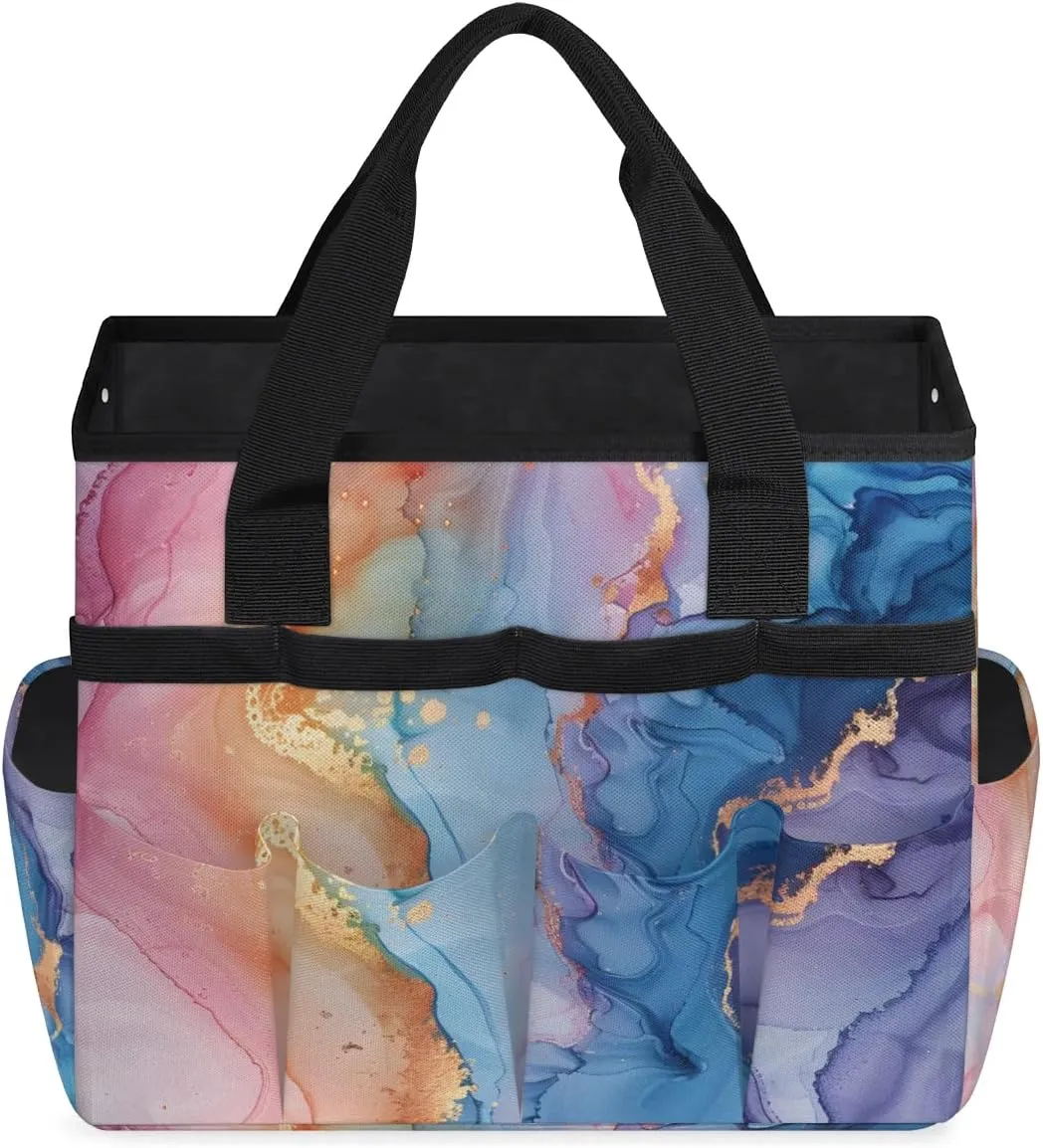 Garden Tool Bag Beautiful Marble Design Garden Tote Bag with Pockets Gardening Organizer Tool Storage Bags for Women Men Indoor Outdoor