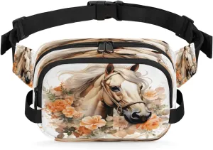 Garland Horse Waterproof Fanny Pack for Women Men Adjustable Waist Bag with Double Zipper Pockets Lightweight Square Hip Pack for Running Travel Hiking Workout Cycling