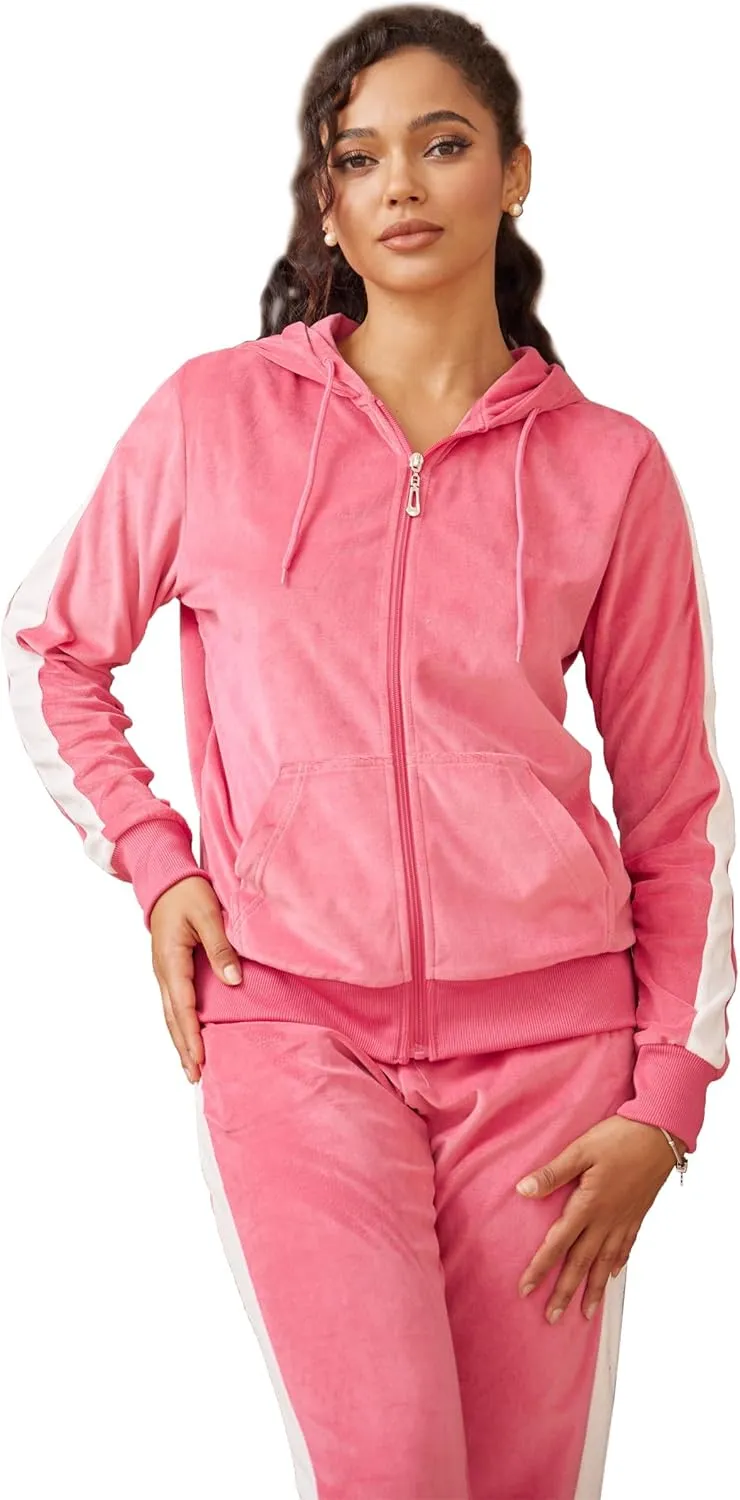Gary Com 2 PCS Outfits Women's Fleece Sherpa Lined Sweatsuits Long Sleeve Hoodie and Sweat Pants Winter Warm Tracksuit Set