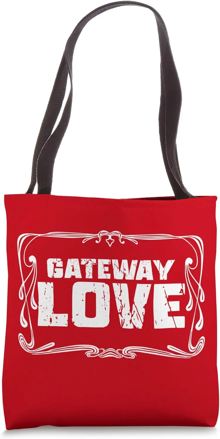 GATEWAY LOVE - Simple Cute Unique White Lettering Graphic Tote Bag