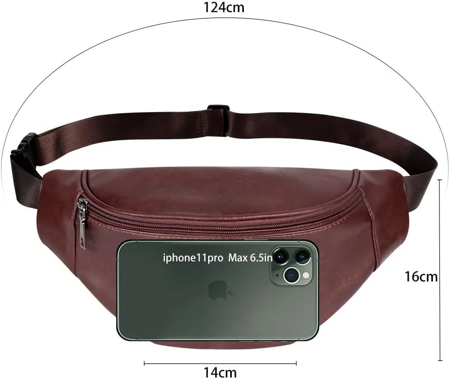 Geestock Leather Fanny Pack for Women & Men, Everywhere Crossbody Belt Bag Fashionable Waist Pack for Travel Sports Hiking Cycling Running (Dark Brown)
