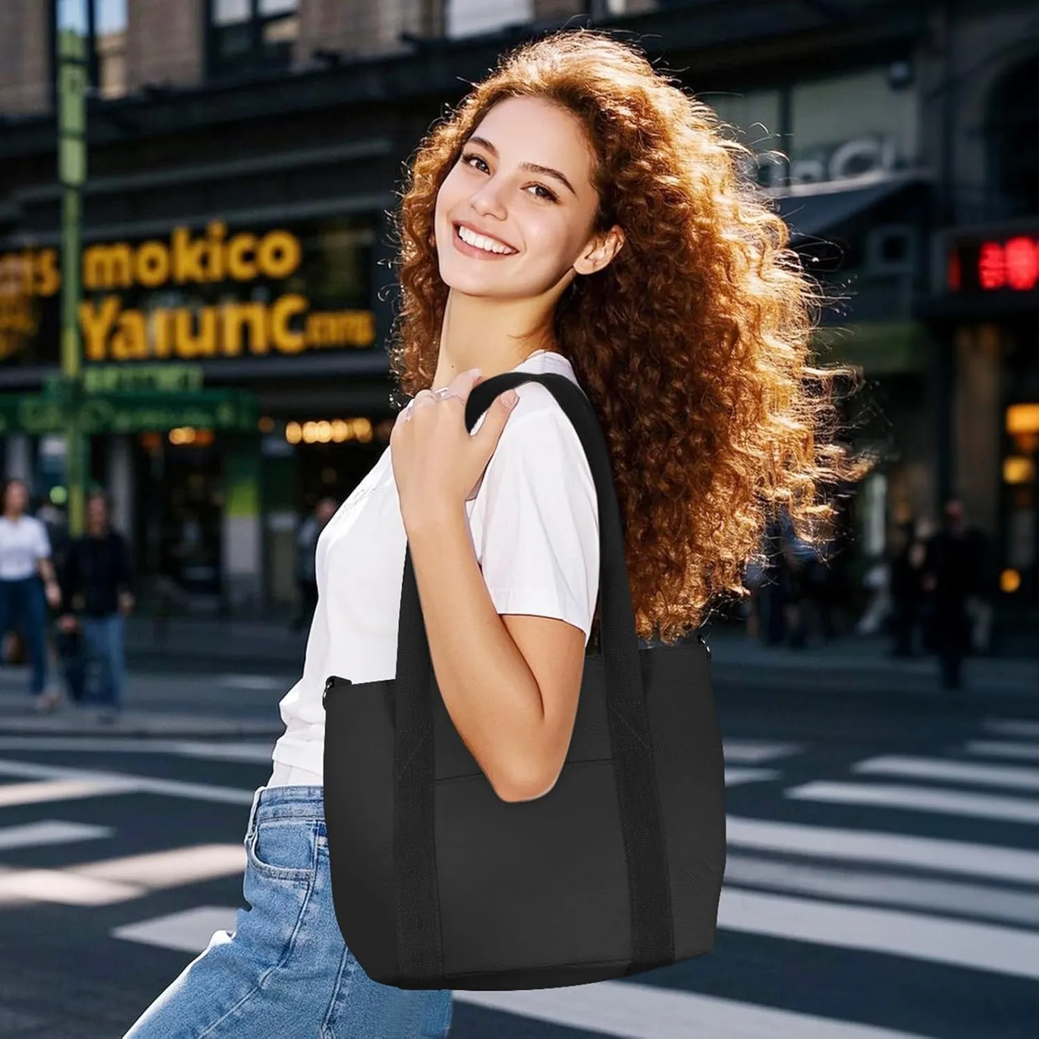 Geestock Small Tote Bag for Women with Zipper, Cute Casual Tote Purse Bag, Waterproof Top Handle Shoulder Crossbody Handbag