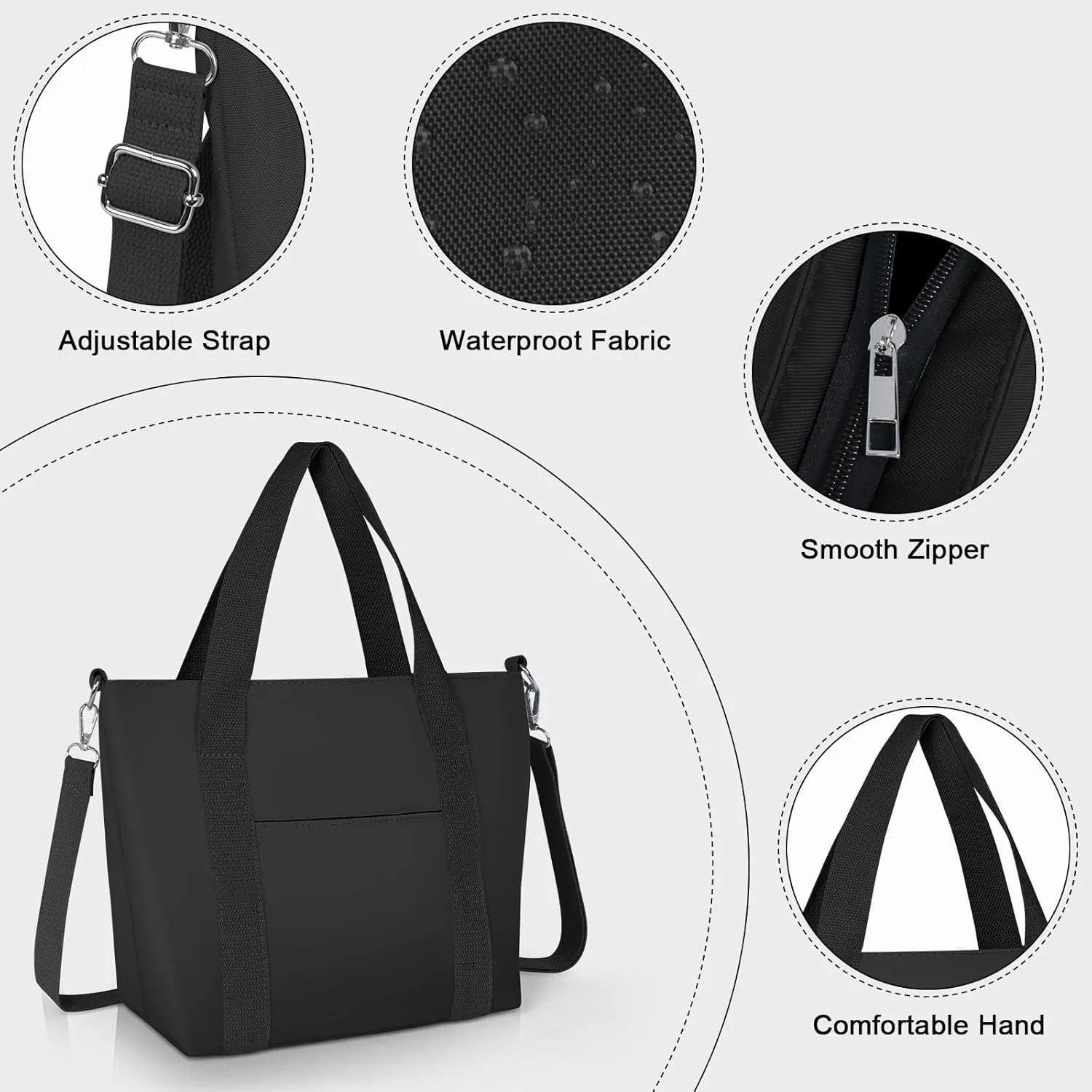 Geestock Small Tote Bag for Women with Zipper, Cute Casual Tote Purse Bag, Waterproof Top Handle Shoulder Crossbody Handbag