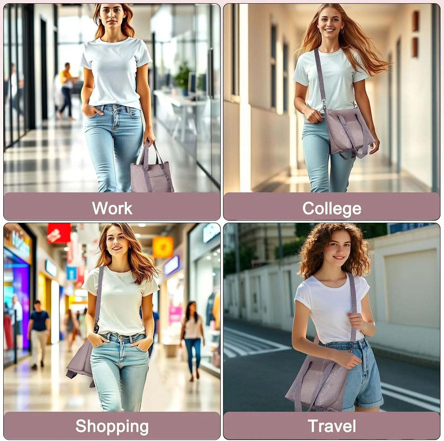 Geestock Small Tote Bag for Women with Zipper, Cute Casual Tote Purse Bag, Waterproof Top Handle Shoulder Crossbody Handbag