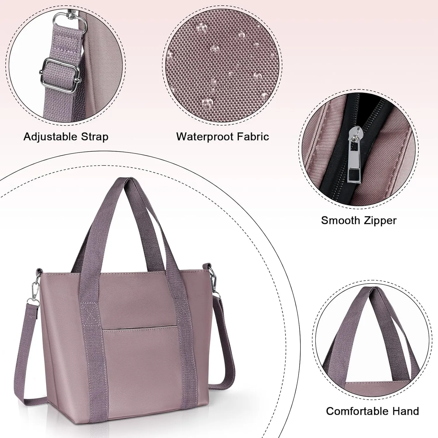 Geestock Small Tote Bag for Women with Zipper, Cute Casual Tote Purse Bag, Waterproof Top Handle Shoulder Crossbody Handbag