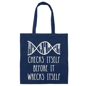 Geneticists Unique Gift Funny DNA Tote Bag Biology Science Geek Navy Black Multicolor Canvas Tote Bag