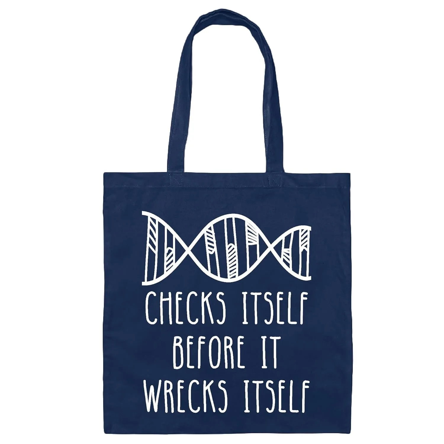 Geneticists Unique Gift Funny DNA Tote Bag Biology Science Geek Navy Black Multicolor Canvas Tote Bag