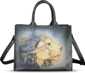 Genuine Leather Handbag for Women Hand Painted Leather Top Handle Bag Handmade Crossbody Purse Work Tote