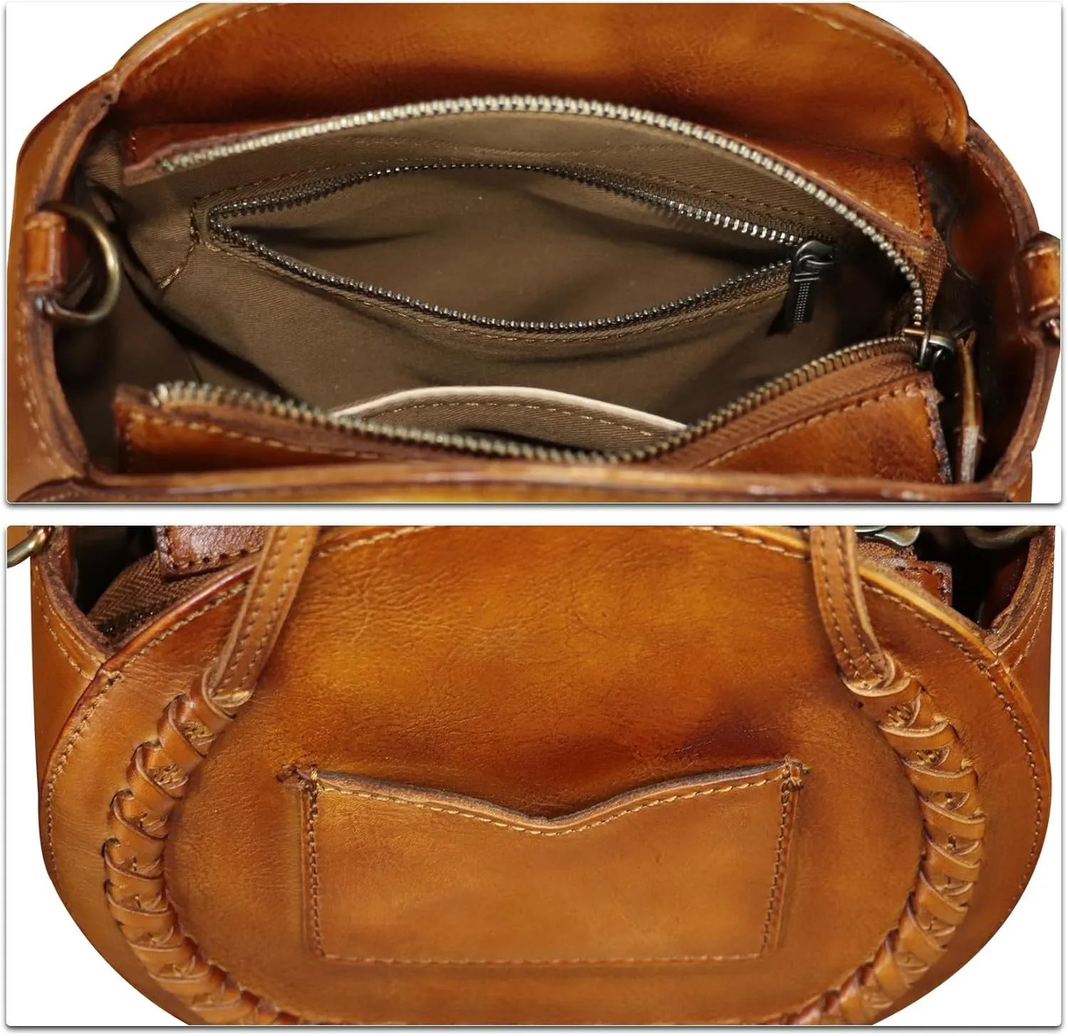 Genuine Leather Handbag for Women Purse Hand Painted Pattern Top Handle Satchel Handmade Crossbody Pouch