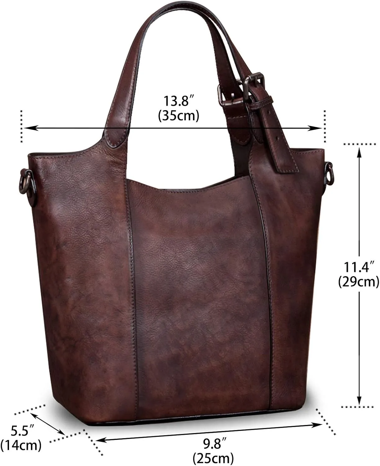 Genuine Leather Handbag for Women Vintage Handmade Shoulder Bag Purse Tote Cowhide Satchel Crossbody Top-Handle Bag