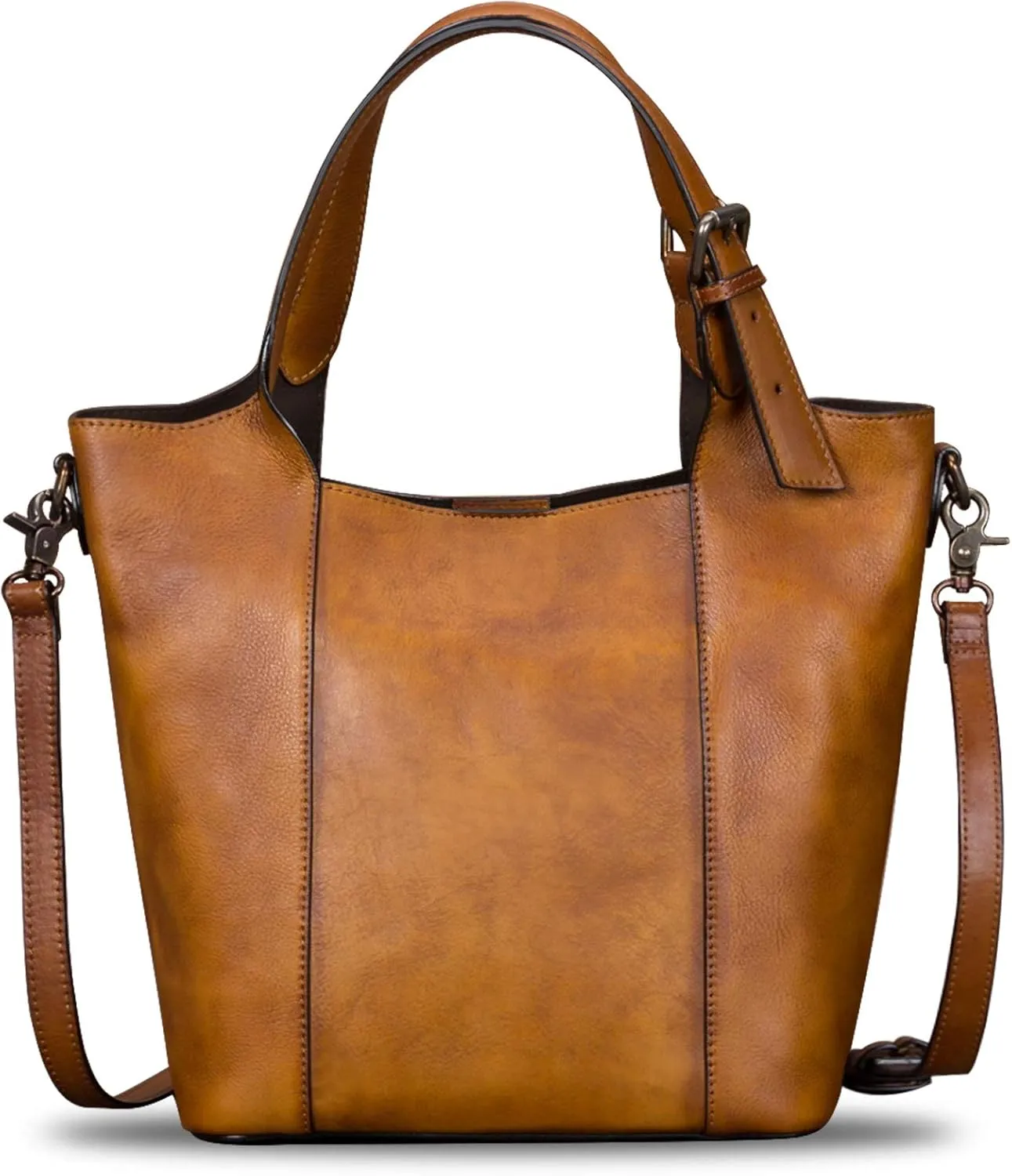 Genuine Leather Handbag for Women Vintage Handmade Shoulder Bag Purse Tote Cowhide Satchel Crossbody Top-Handle Bag