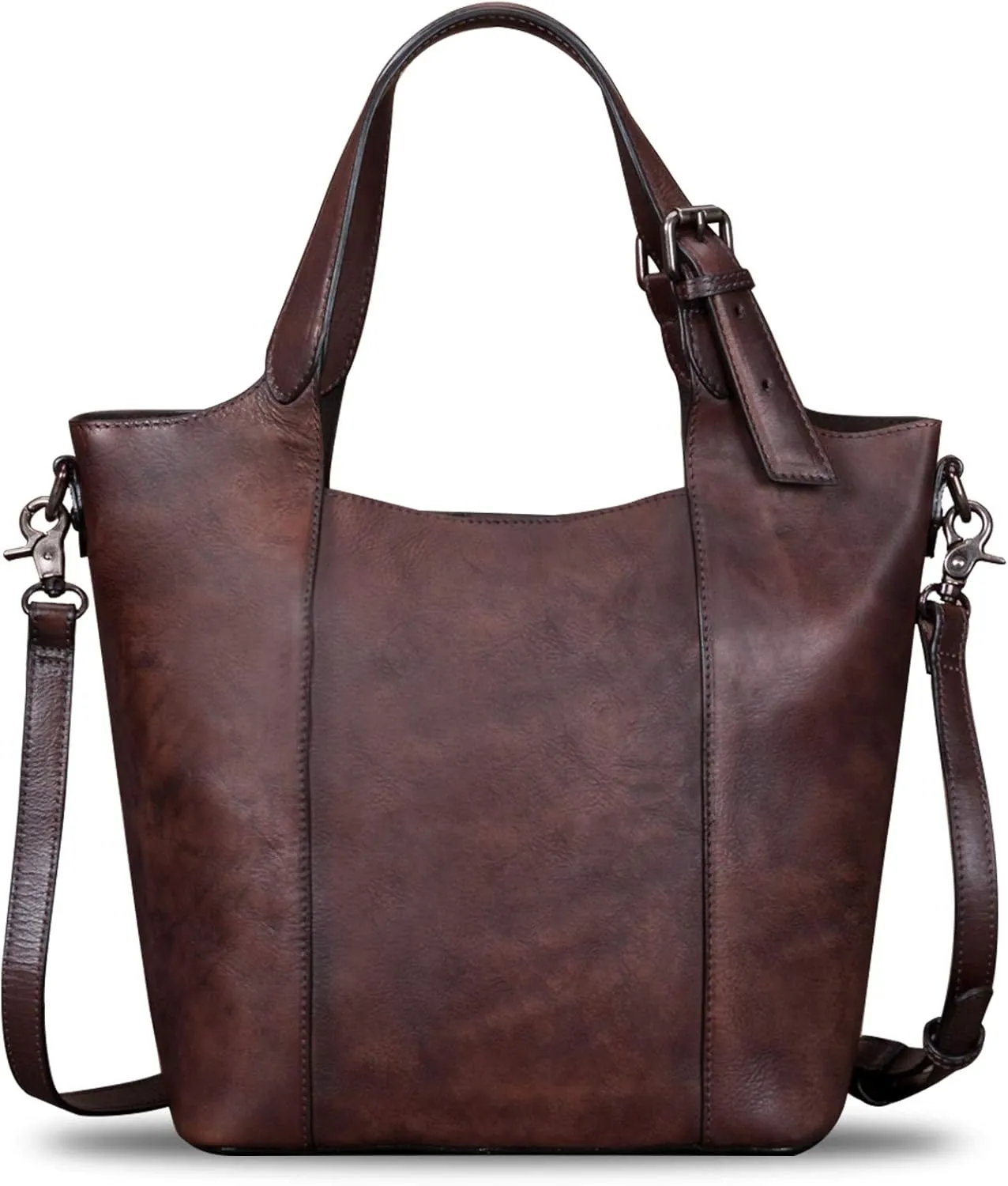 Genuine Leather Handbag for Women Vintage Handmade Shoulder Bag Purse Tote Cowhide Satchel Crossbody Top-Handle Bag