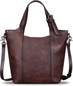 Genuine Leather Handbag for Women Vintage Handmade Shoulder Bag Purse Tote Cowhide Satchel Crossbody Top-Handle Bag