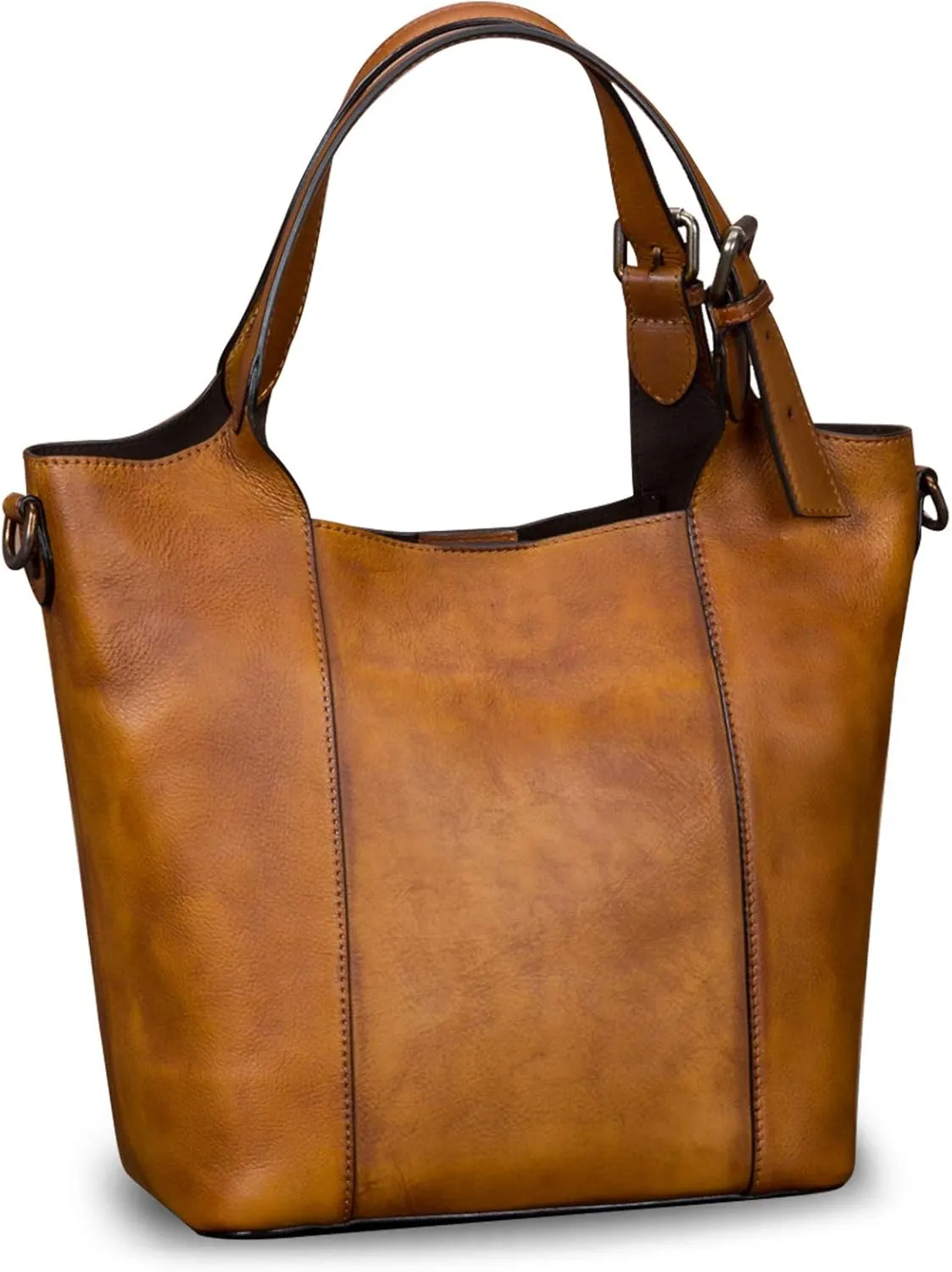 Genuine Leather Handbag for Women Vintage Handmade Shoulder Bag Purse Tote Cowhide Satchel Crossbody Top-Handle Bag