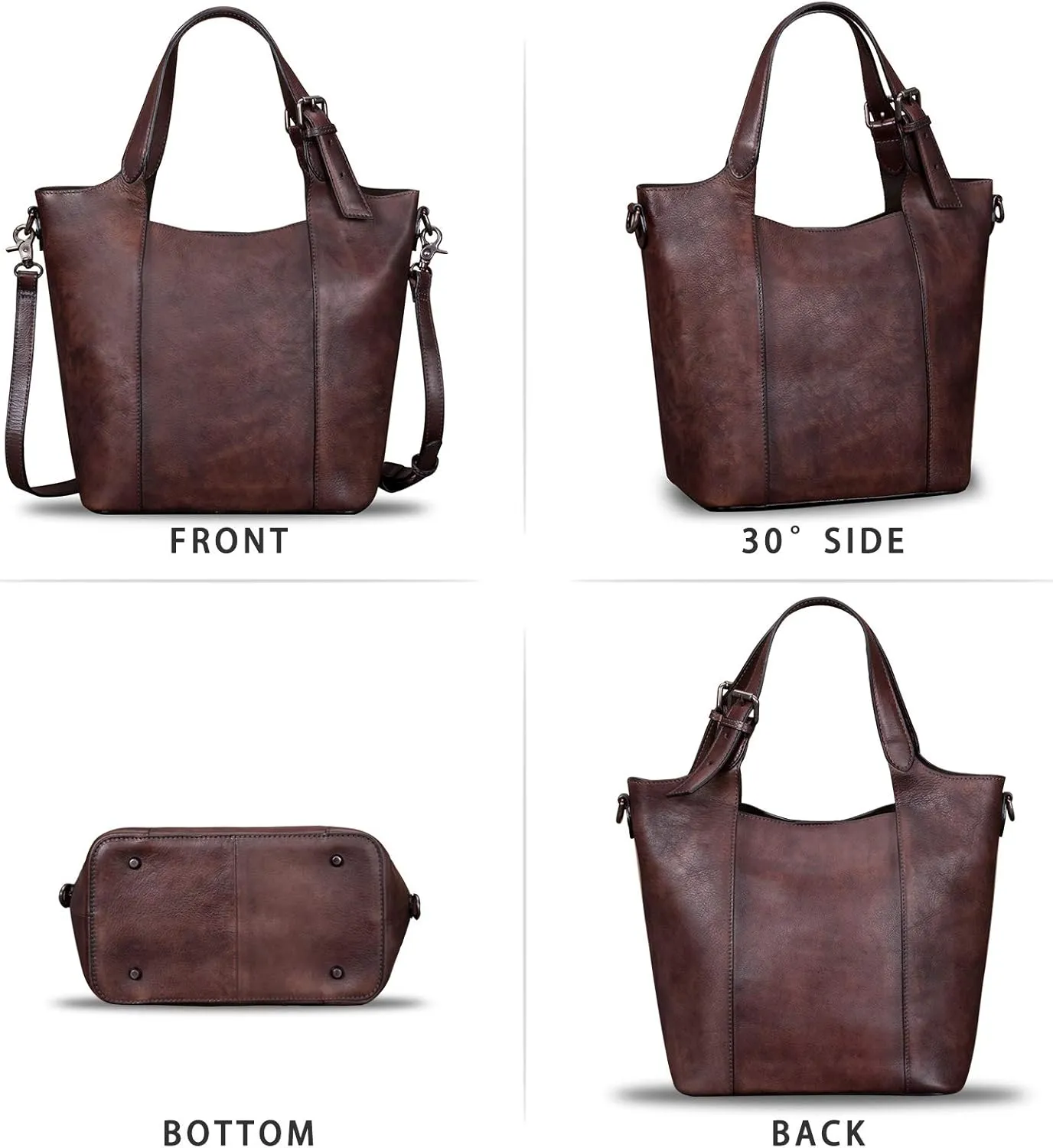 Genuine Leather Handbag for Women Vintage Handmade Shoulder Bag Purse Tote Cowhide Satchel Crossbody Top-Handle Bag