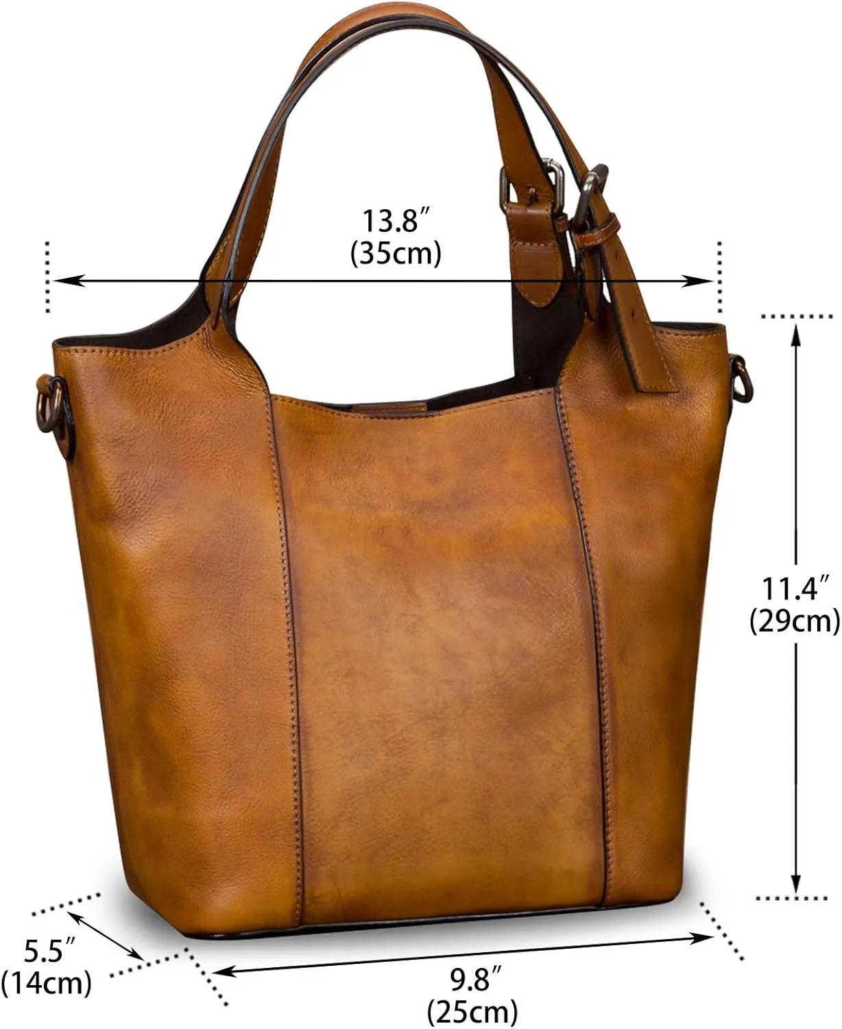 Genuine Leather Handbag for Women Vintage Handmade Shoulder Bag Purse Tote Cowhide Satchel Crossbody Top-Handle Bag