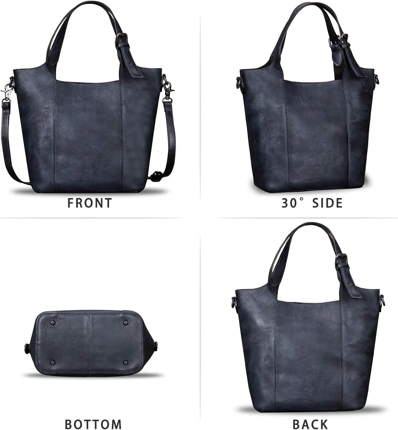 Genuine Leather Handbag for Women Vintage Handmade Shoulder Bag Purse Tote Cowhide Satchel Crossbody Top-Handle Bag