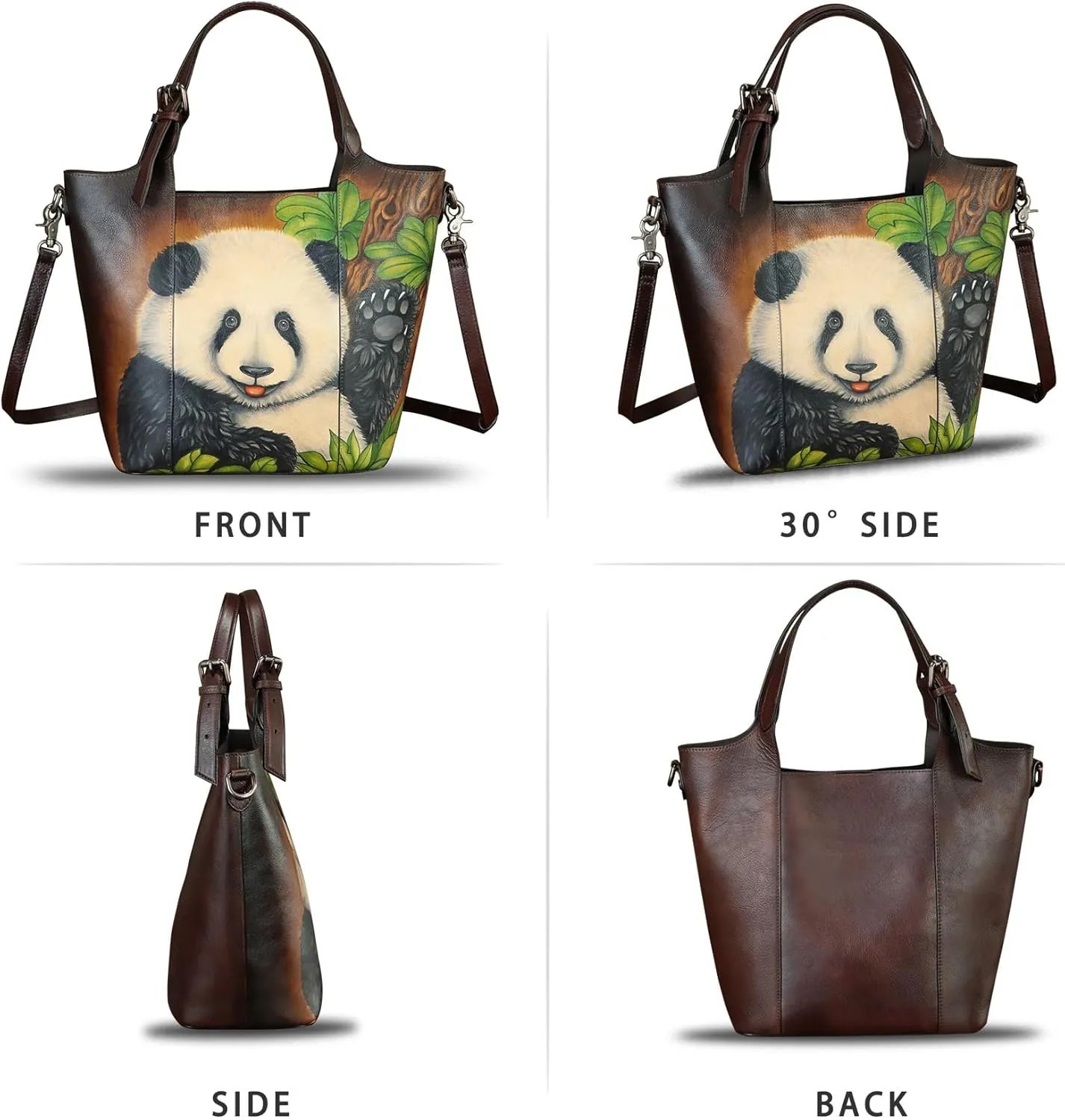 Genuine Leather Handbag Satchel for Women Hand Painted Leather Handmade Work Tote Casual Shoulder Purse Bag