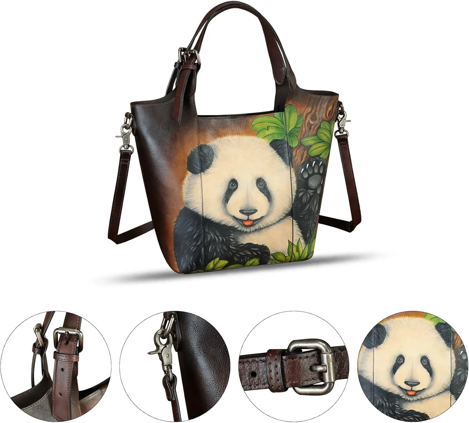 Genuine Leather Handbag Satchel for Women Hand Painted Leather Handmade Work Tote Casual Shoulder Purse Bag