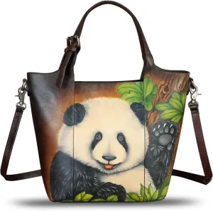 Genuine Leather Handbag Satchel for Women Hand Painted Leather Handmade Work Tote Casual Shoulder Purse Bag