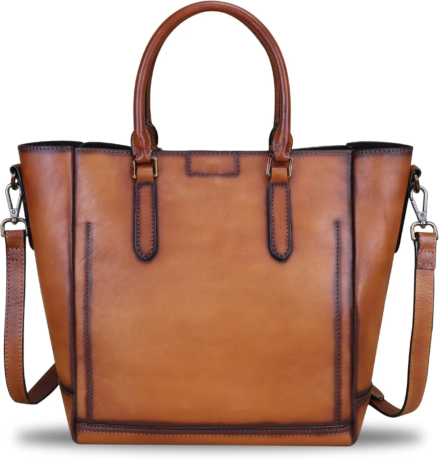 Genuine Leather Handbags for Women Vintage Handmade Tote Purse Cowhide Shoulder Bag Satchel Top-Handle Bags for Ladies