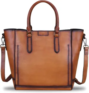 Genuine Leather Handbags for Women Vintage Handmade Tote Purse Cowhide Shoulder Bag Satchel Top-Handle Bags for Ladies