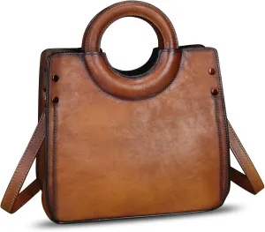Genuine Leather Handbags for Women Vintage Real Leather Fashion Messenger Bag Shoulder Bag Crossbody Bag Satchel Purse
