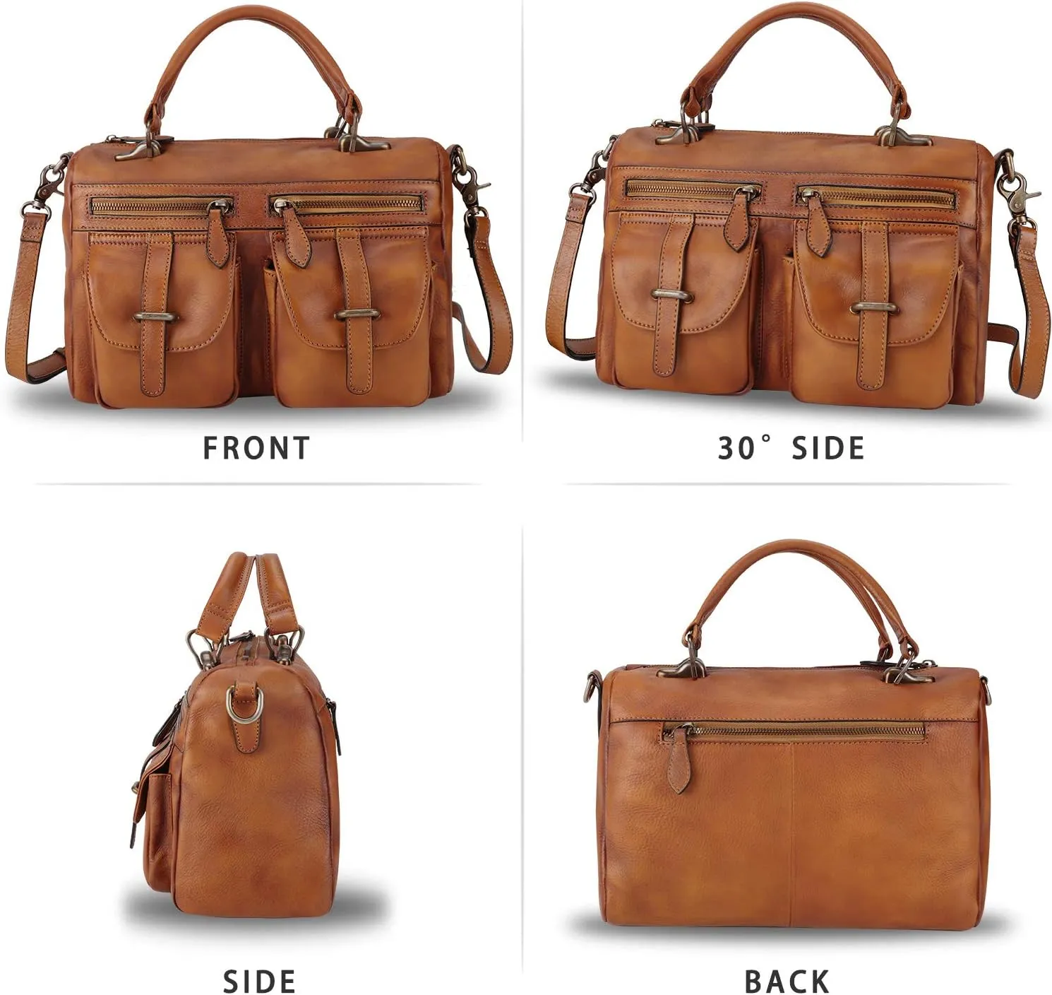 Genuine Leather Purse and Handbag for Women Vintage Handmade Leather Top Handle Satchel Purses Shoulder Bag Strap