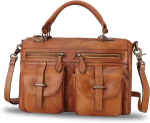 Genuine Leather Purse and Handbag for Women Vintage Handmade Leather Top Handle Satchel Purses Shoulder Bag Strap
