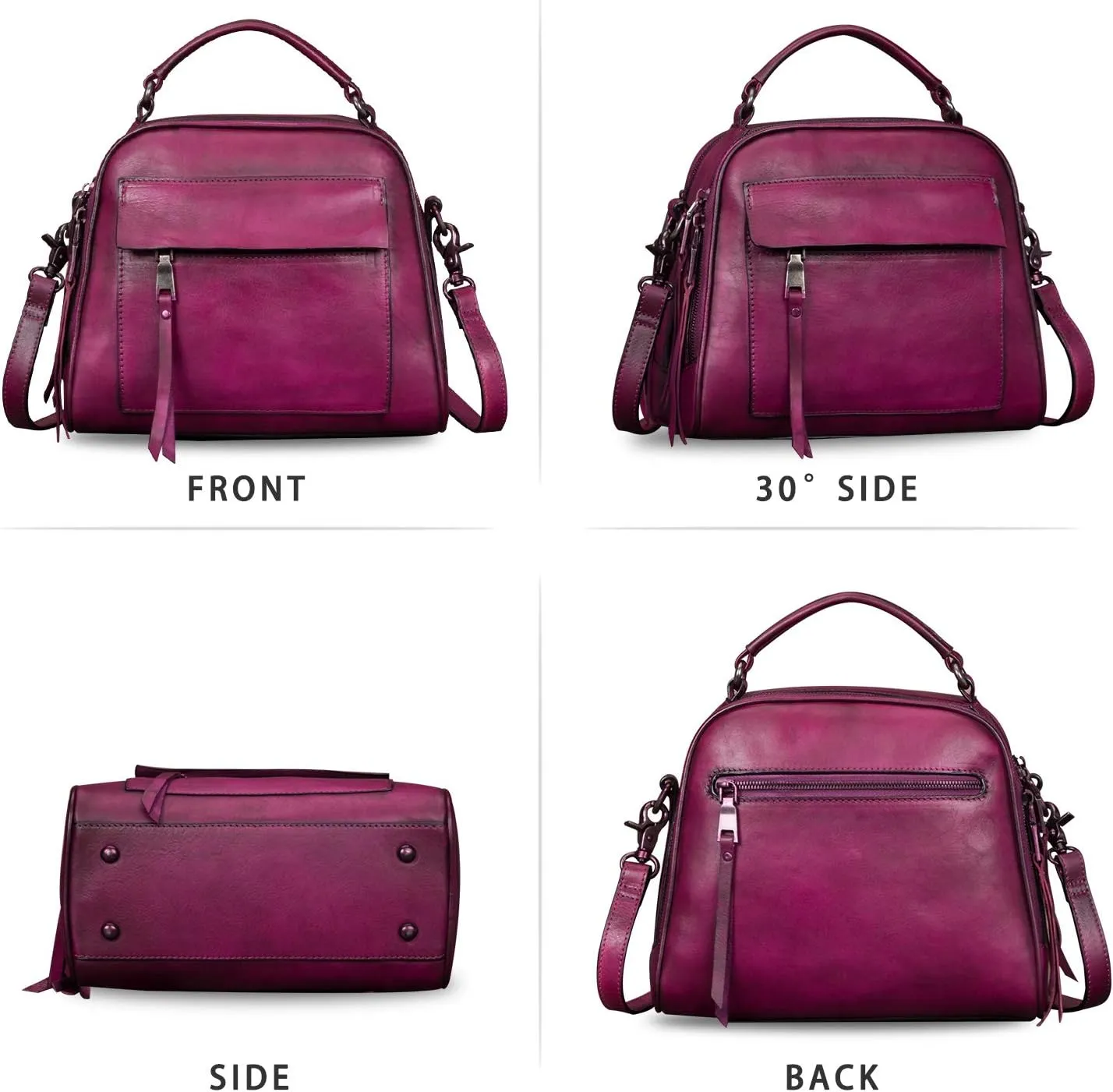 Genuine Leather Purses and Handbags for Women Shoulder Bag Vintage Handmade Real Leather Crossbody Satchel Purse with Strap
