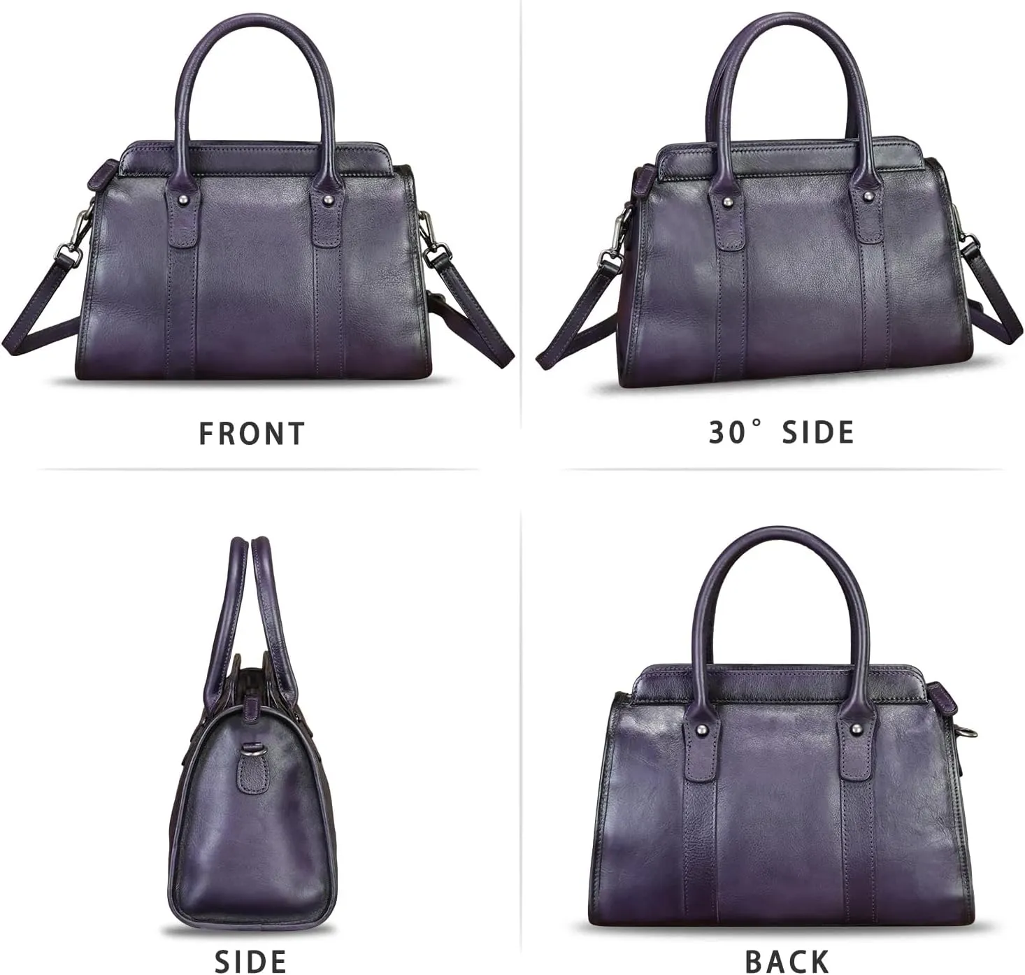 Genuine Leather Purses and Handbags for Women Vintage Handmade Leather Top Handle Purses Satchel Shoulder Bag with Strap