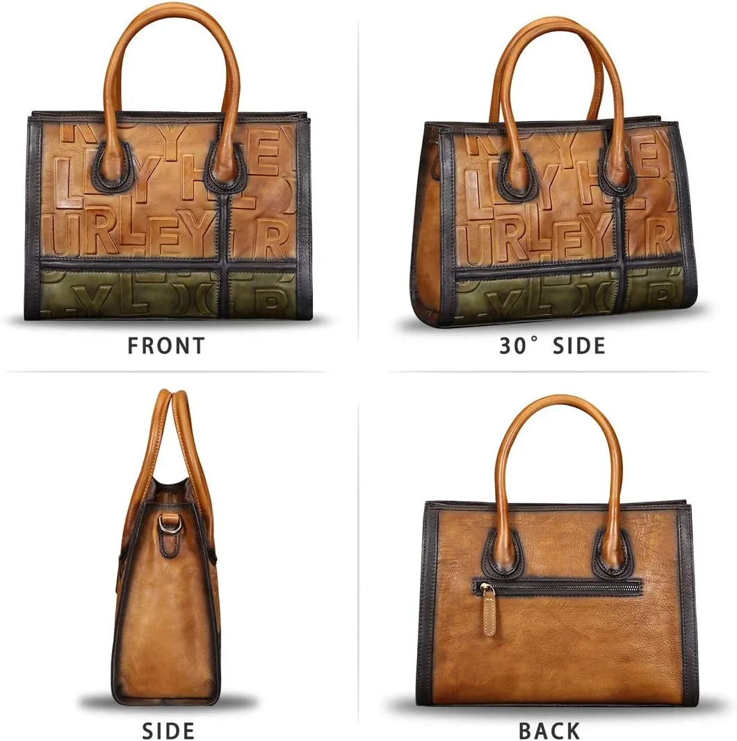 Genuine Leather Purses and Handbags for Women Vintage Real Leather Tote Bag Shoulder Bag Top Handle Satchel Purse
