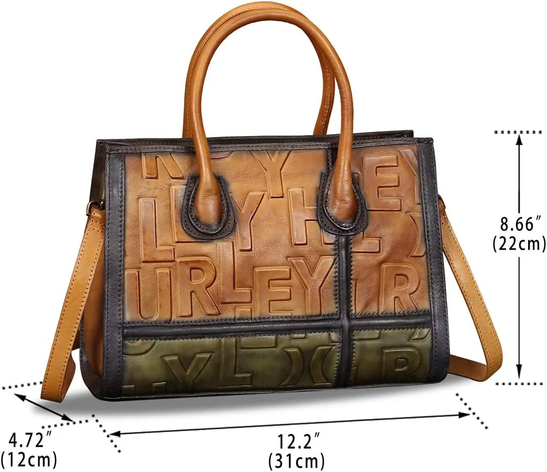 Genuine Leather Purses and Handbags for Women Vintage Real Leather Tote Bag Shoulder Bag Top Handle Satchel Purse