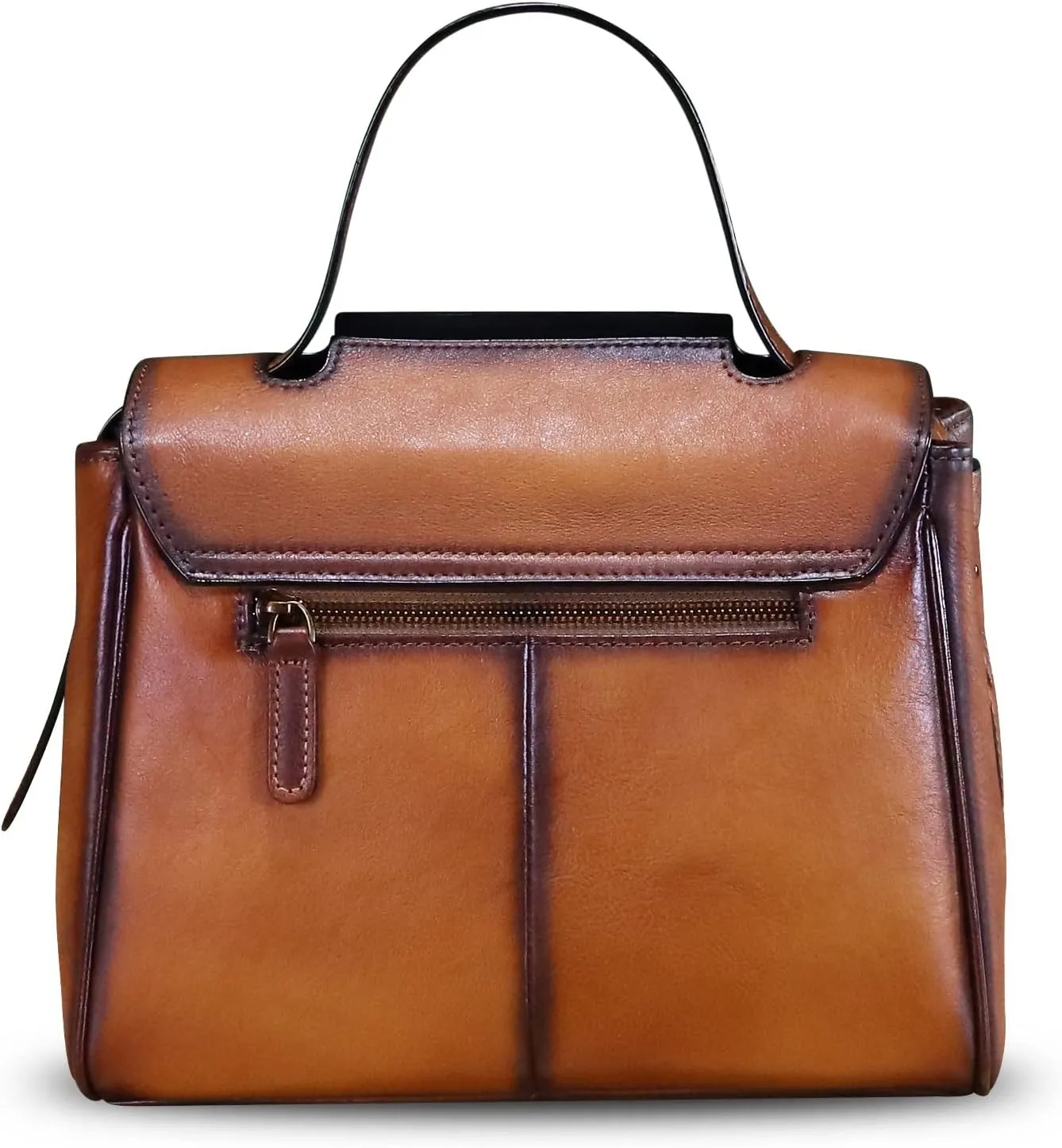 Genuine Leather Satchel for Women Handmade Vintage Top Handle Handbag Retro Cowhide Crossbody Handbags Purse
