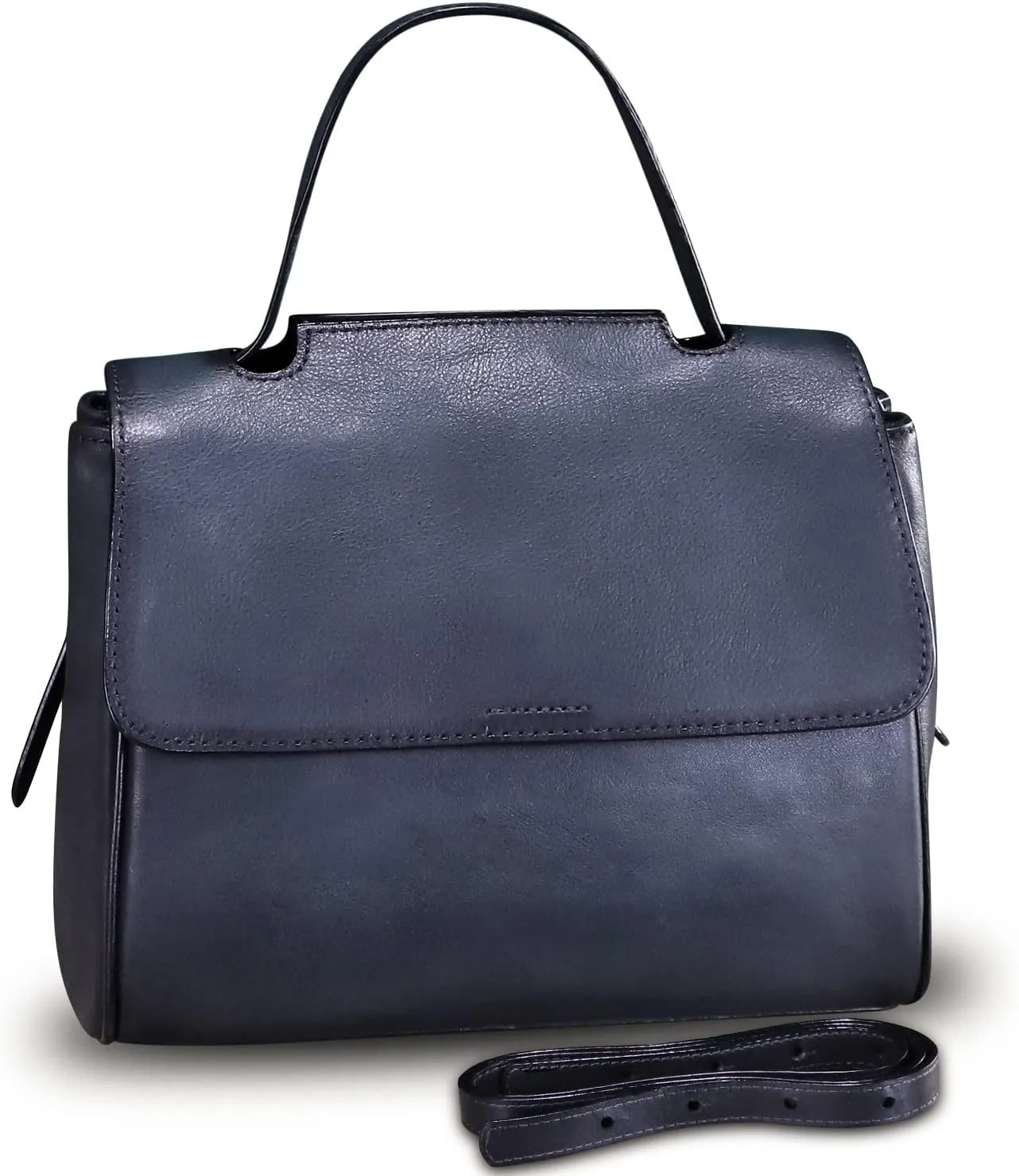Genuine Leather Satchel for Women Handmade Vintage Top Handle Handbag Retro Cowhide Crossbody Handbags Purse
