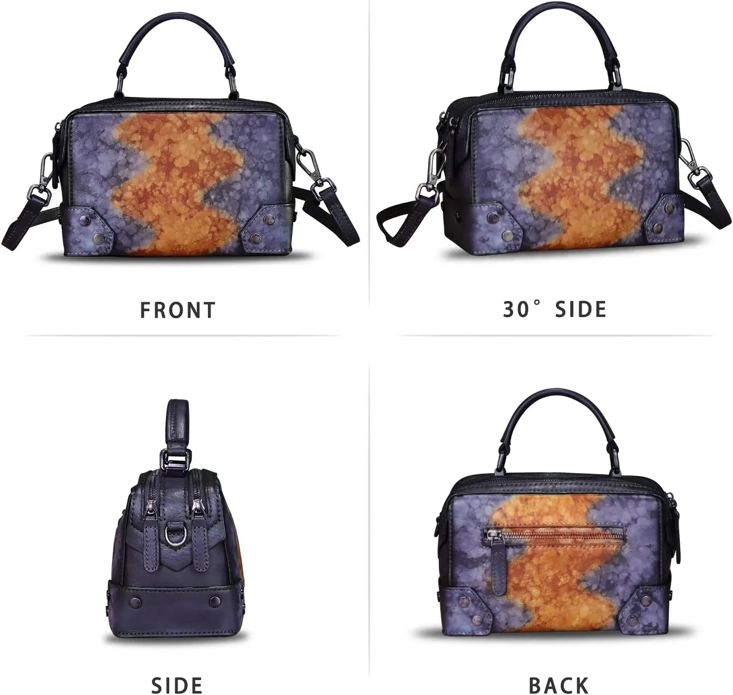 Genuine Leather Satchel for Women Purse Vintage Handmade Top Handle Handbag Retro Designer Crossbody Bag Purse