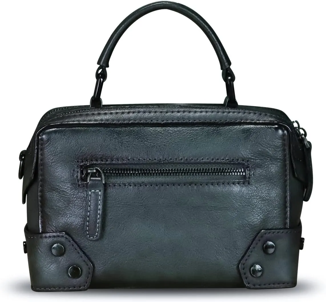 Genuine Leather Satchel for Women Purse Vintage Handmade Top Handle Handbag Retro Designer Crossbody Bag Purse
