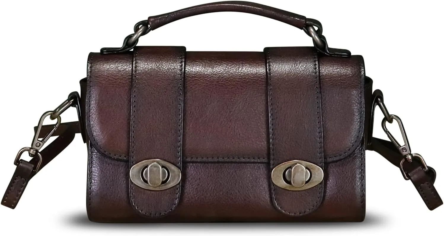Genuine Leather Satchel for Women Vintage Purse Handmade Handbag Retro Crossbody Bag Purse