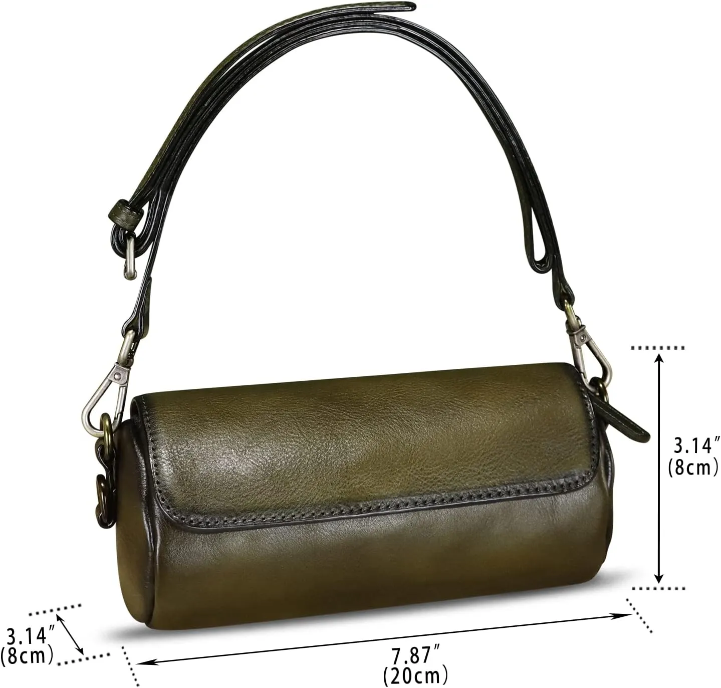 Genuine Leather Satchel for Women Vintage Shoulder Purse Handmade Handbag Retro Small Crossbody Bag