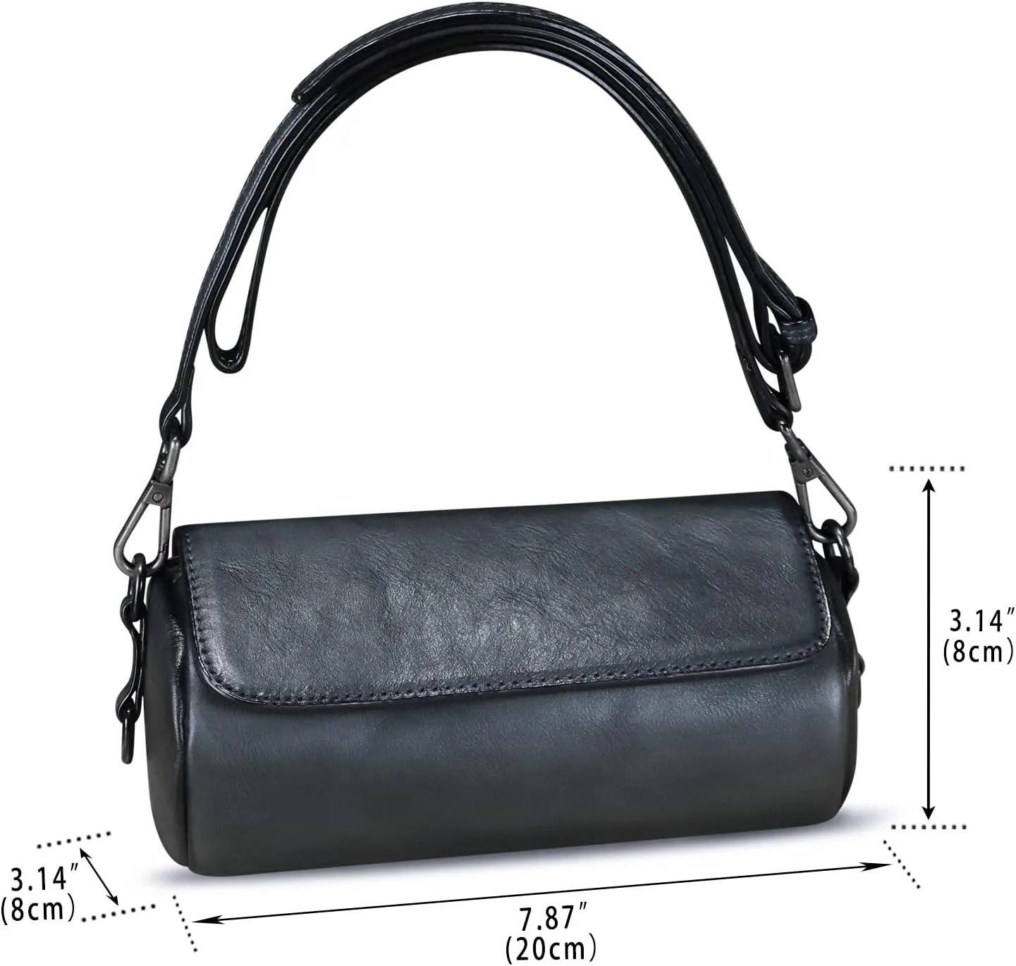 Genuine Leather Satchel for Women Vintage Shoulder Purse Handmade Handbag Retro Small Crossbody Bag