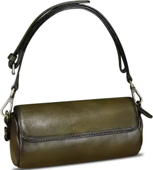 Genuine Leather Satchel for Women Vintage Shoulder Purse Handmade Handbag Retro Small Crossbody Bag