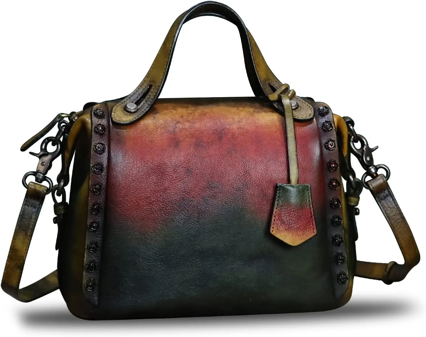 Genuine Leather Satchel Handbag for Women Retro Handmade Top Handle Crossbody Shoulder Bag Purses