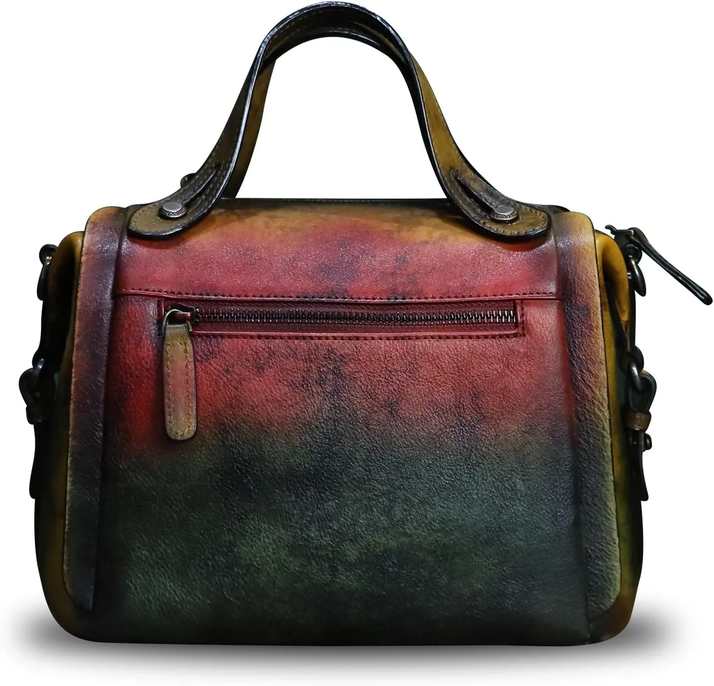 Genuine Leather Satchel Handbag for Women Retro Handmade Top Handle Crossbody Shoulder Bag Purses
