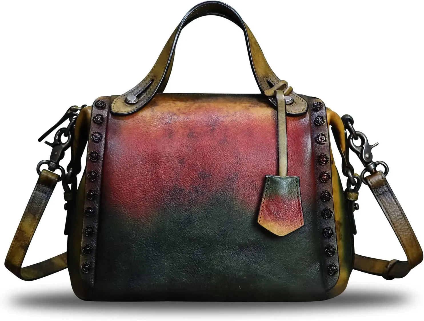 Genuine Leather Satchel Handbag for Women Retro Handmade Top Handle Crossbody Shoulder Bag Purses