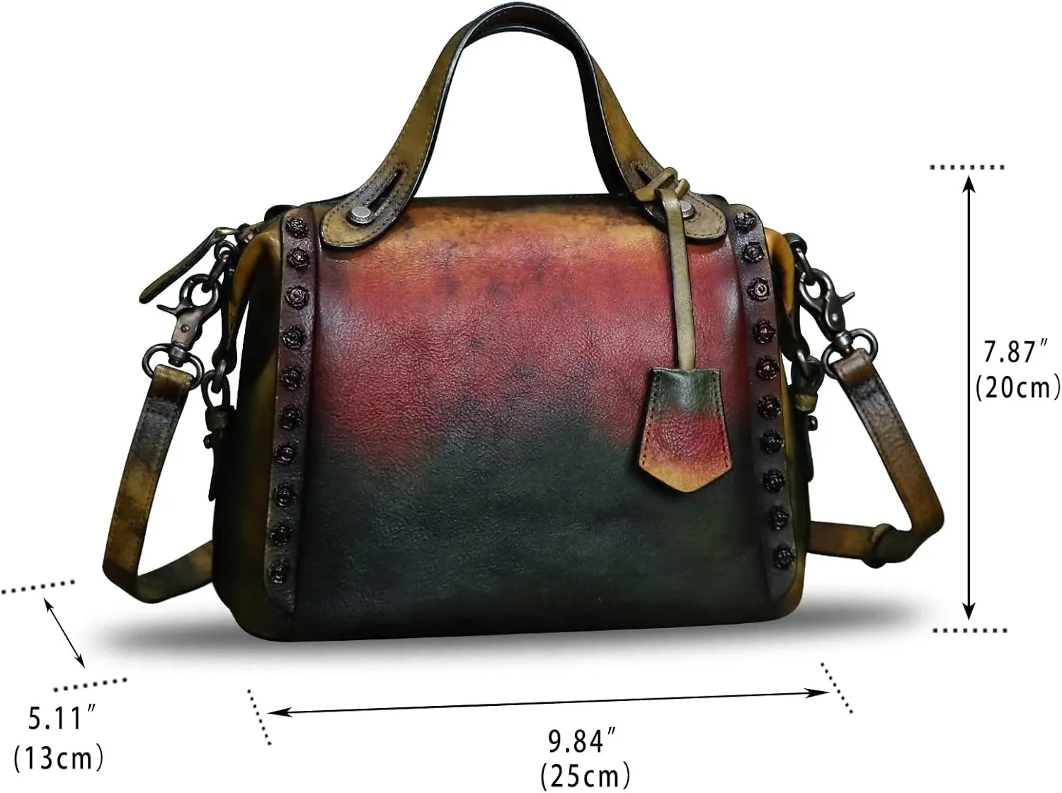 Genuine Leather Satchel Handbag for Women Retro Handmade Top Handle Crossbody Shoulder Bag Purses