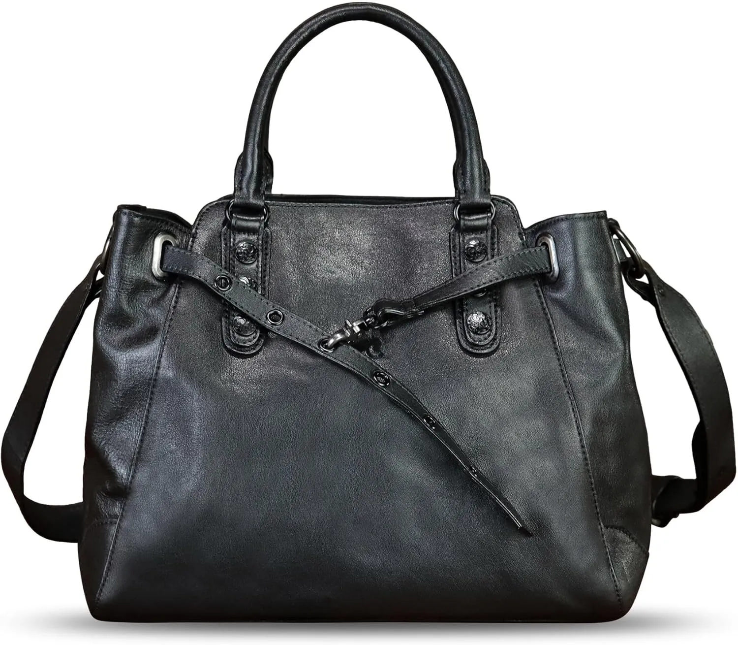 Genuine Leather Satchel Handbag for Women Vintage Handmade Purse Shoulder Bag Cowhide Tote Bag Casual Daypack