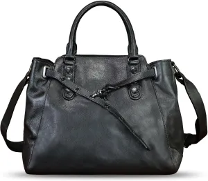 Genuine Leather Satchel Handbag for Women Vintage Handmade Purse Shoulder Bag Cowhide Tote Bag Casual Daypack