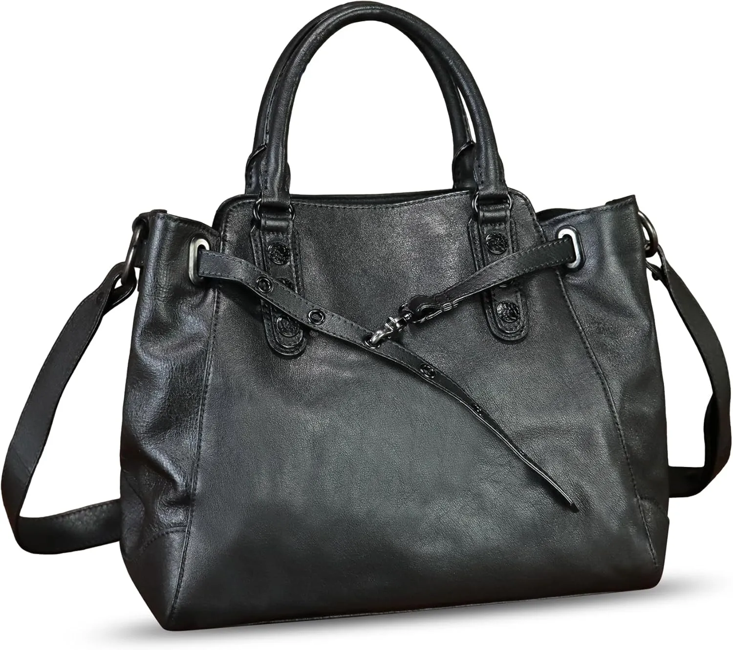 Genuine Leather Satchel Handbag for Women Vintage Handmade Purse Shoulder Bag Cowhide Tote Bag Casual Daypack