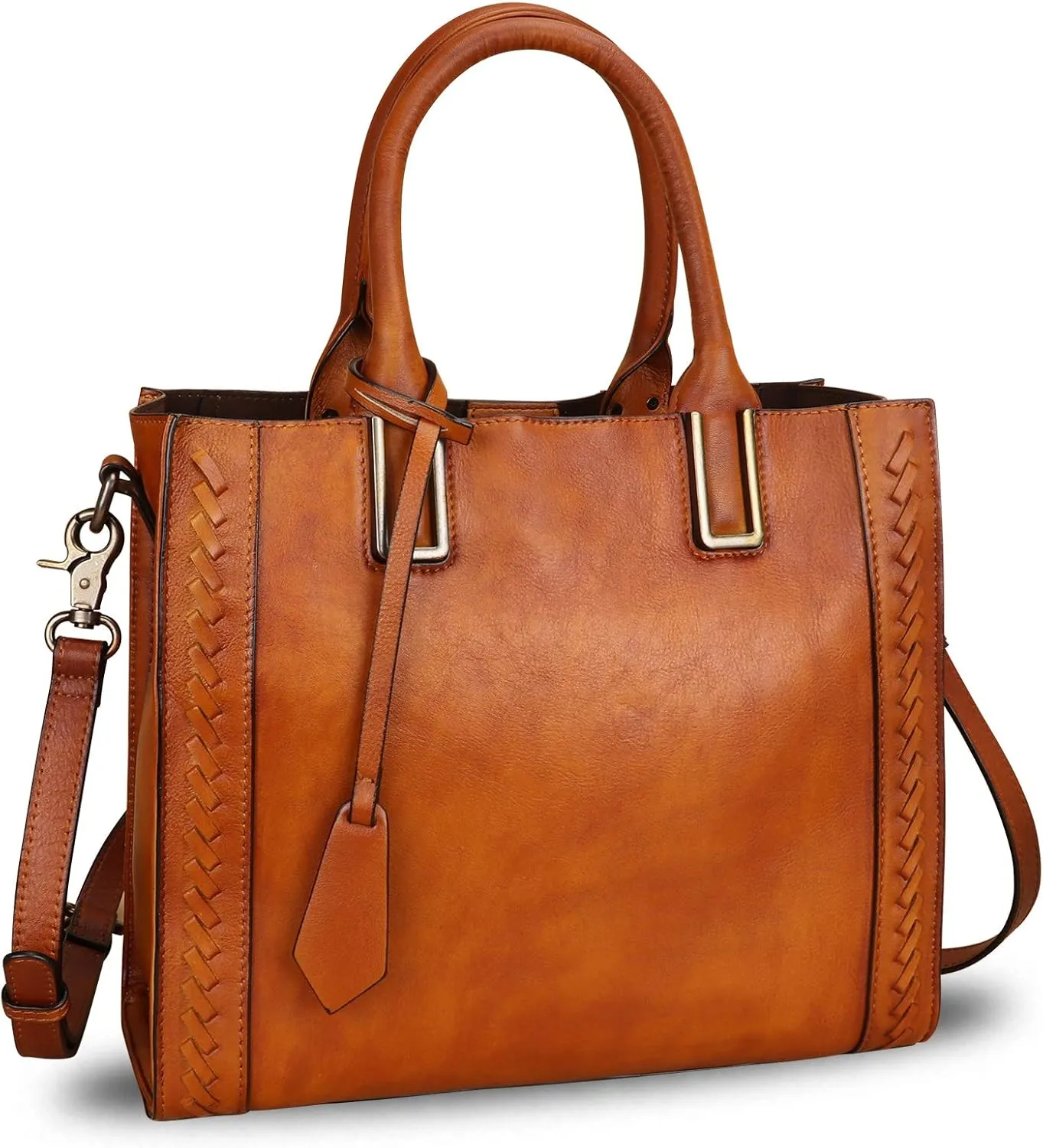 Genuine Leather Satchel Handbag for Women Vintage Handmade Shoulder Bag Cowhide Tote Purse